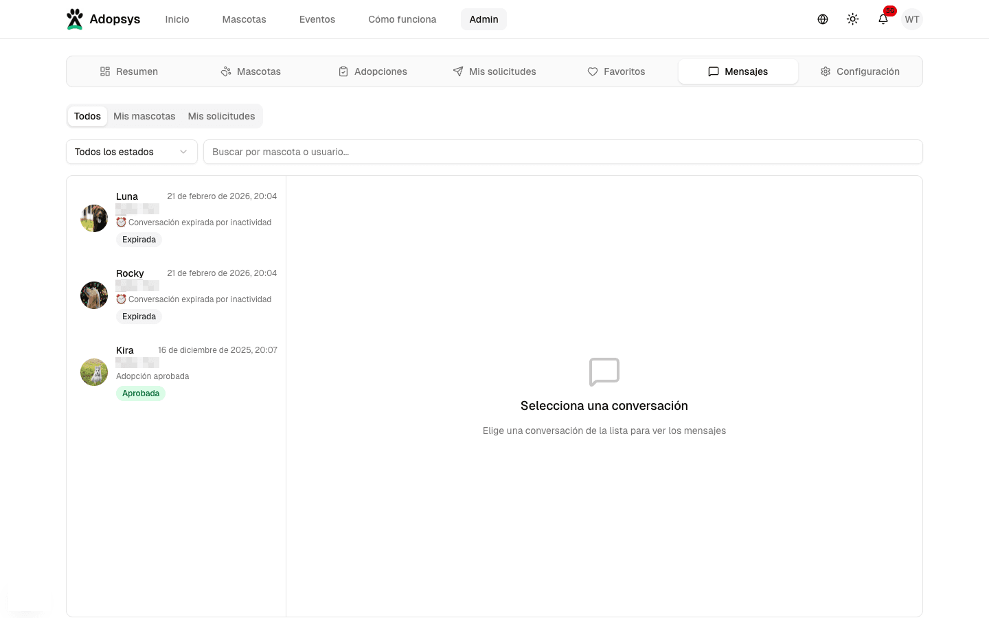 Lista de conversaciones