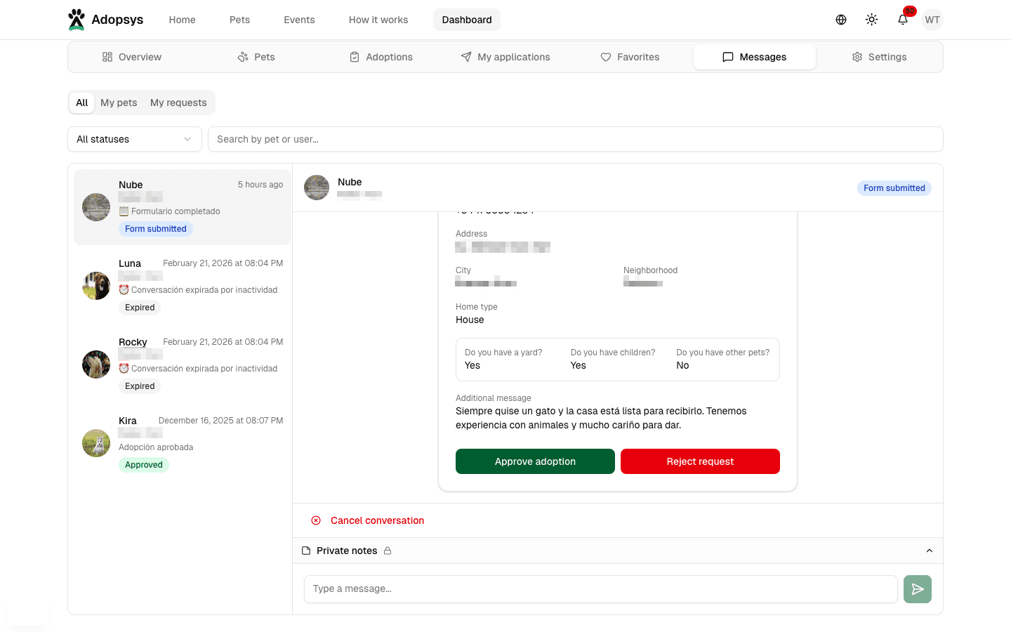 Approve or decline buttons