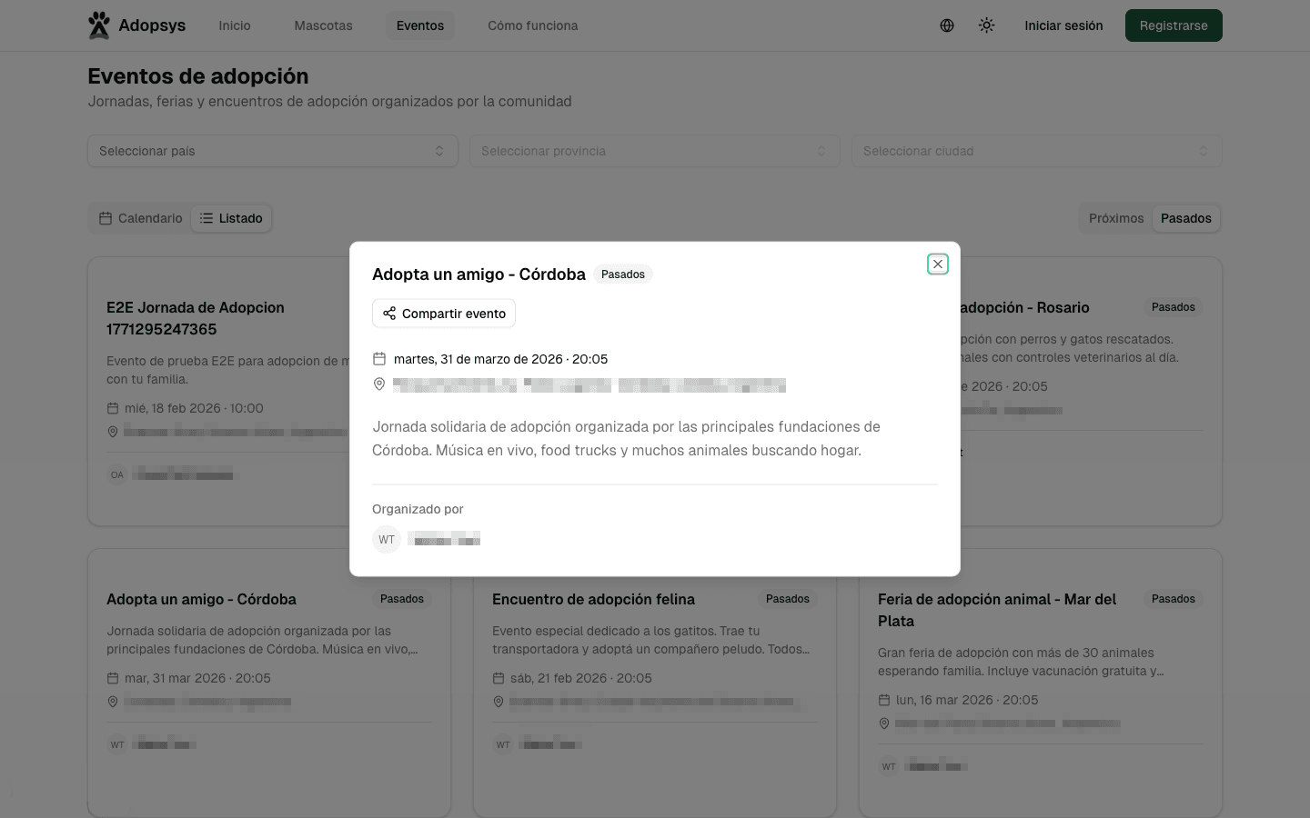 Detalle de un evento