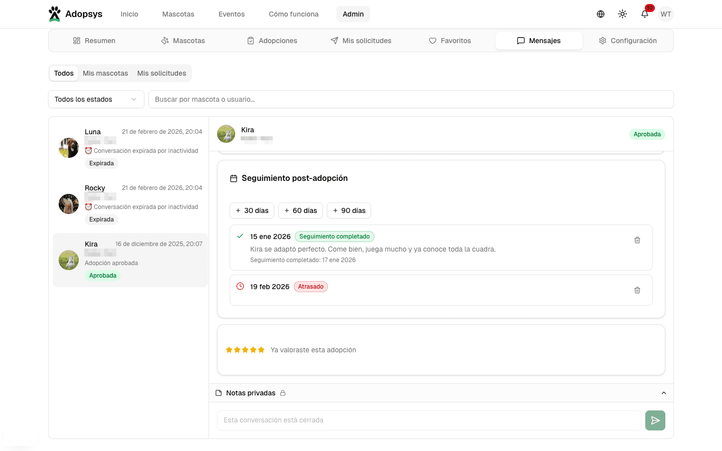 Valoración post-adopción