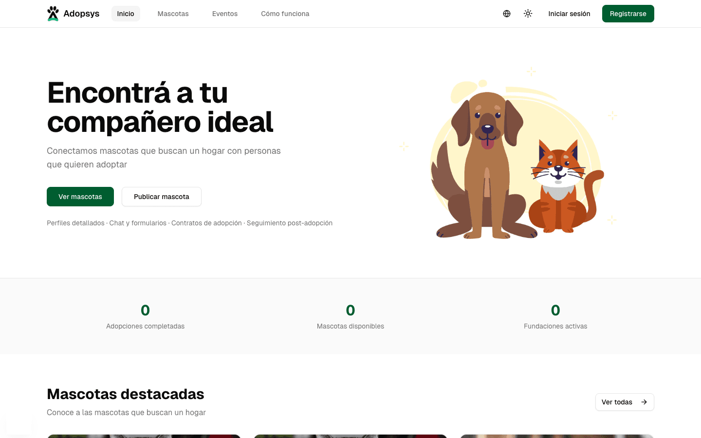 Pantalla principal de Adopsys